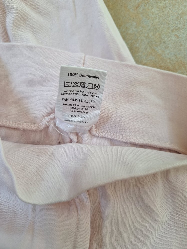 Rosa Stoffhose mit Lillebi-Maus und breitem Bund Gr. 74/80