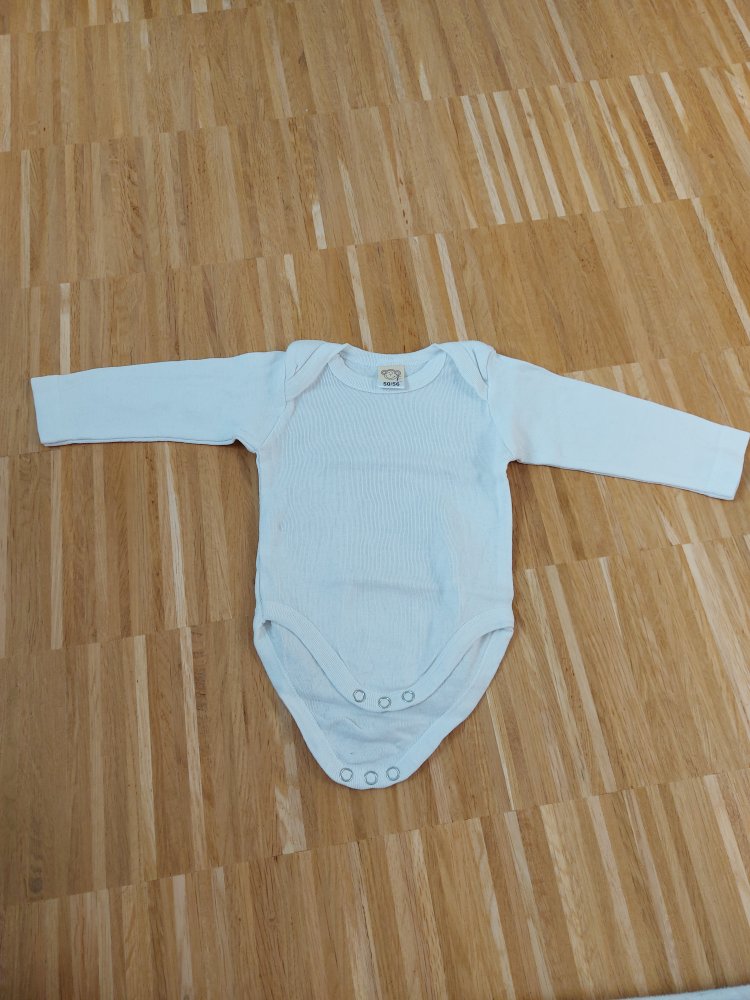 weißer Langarmbody Gr. 50/56