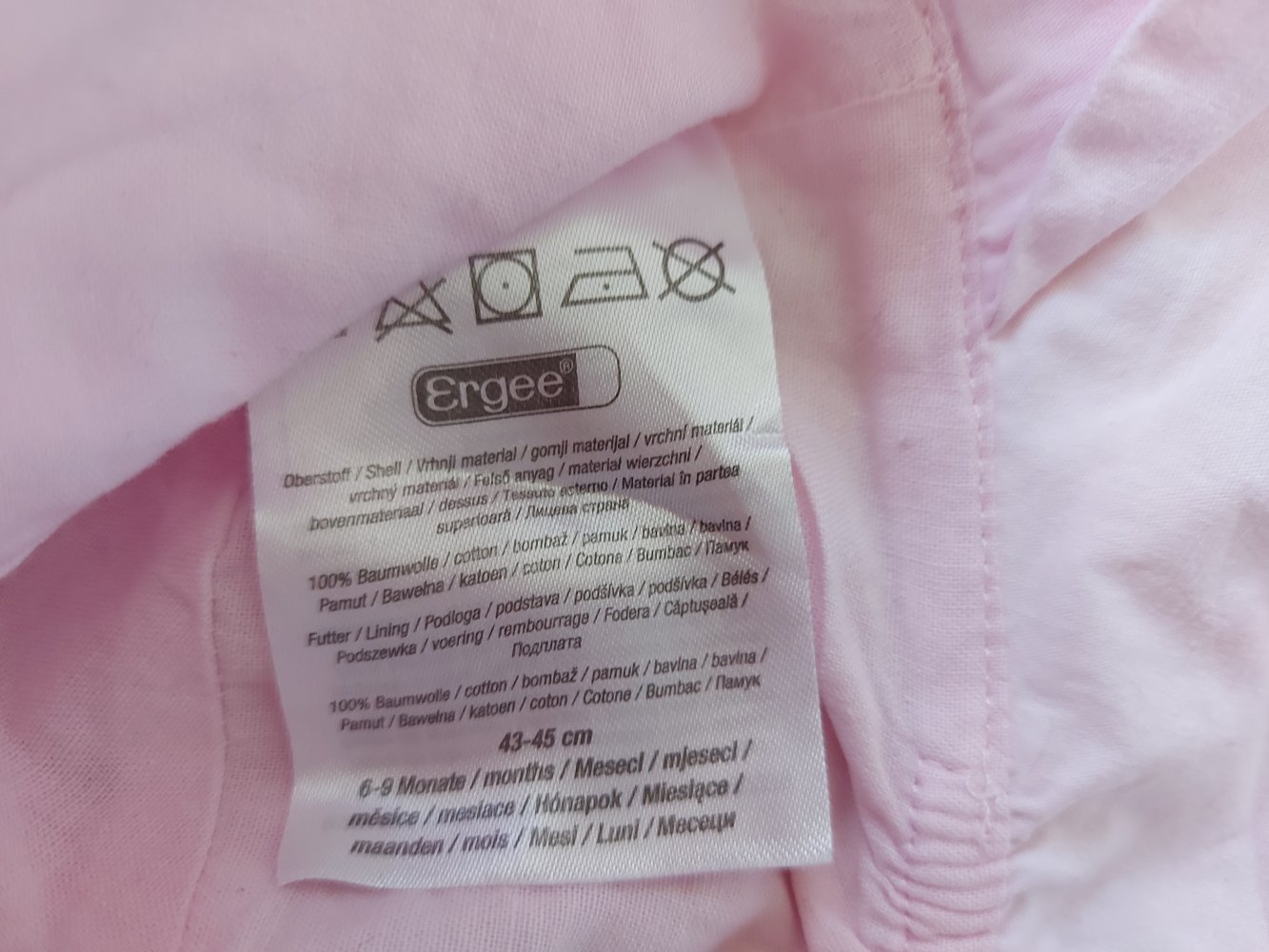 rosa Sommerhut mit Schleife für Babys, Gr. 43-45 mit Schnüren