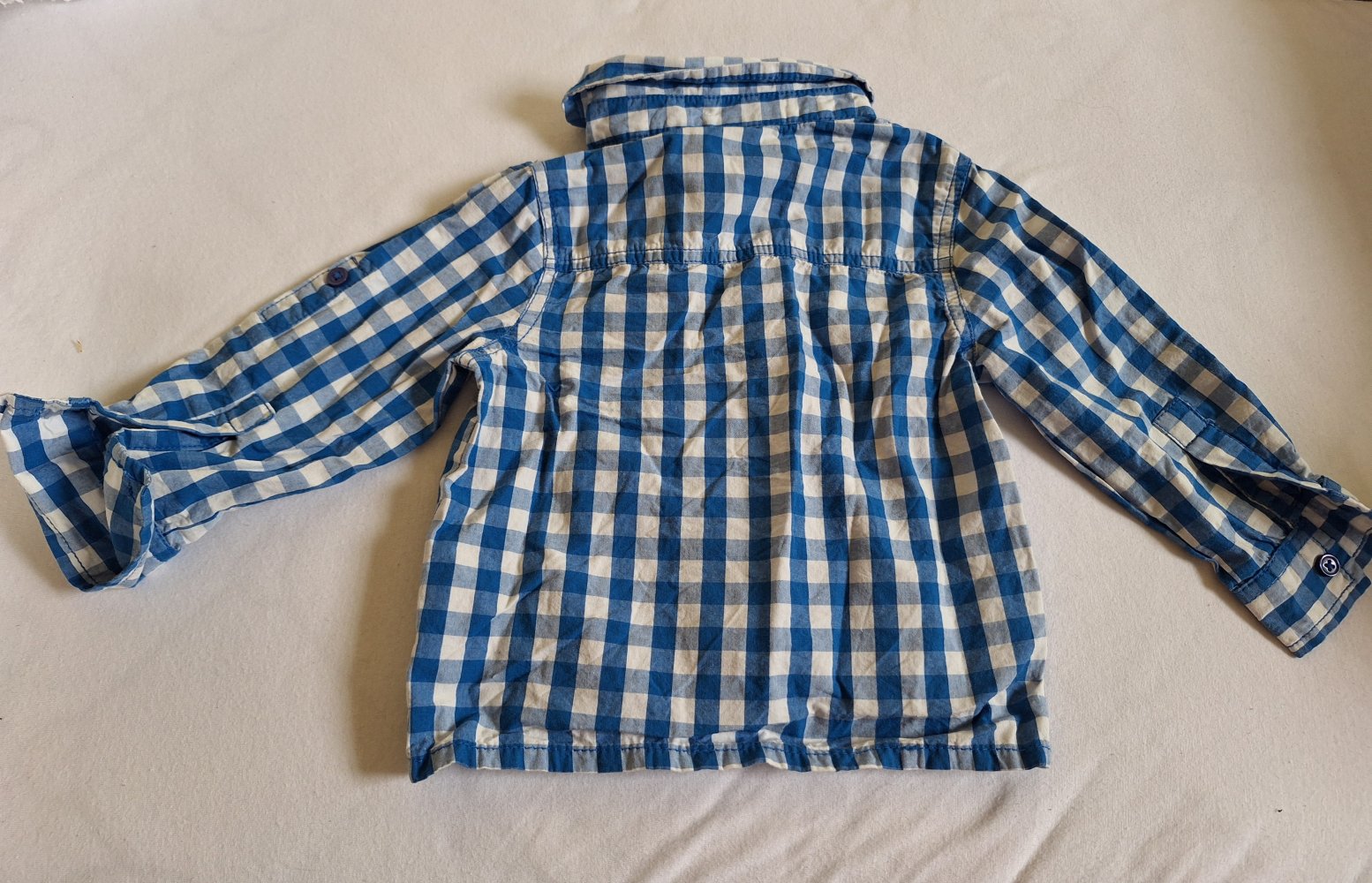 langärmliges blau-weiß kariertes Baby-Hemd, Gr. 80 Oktoberfest