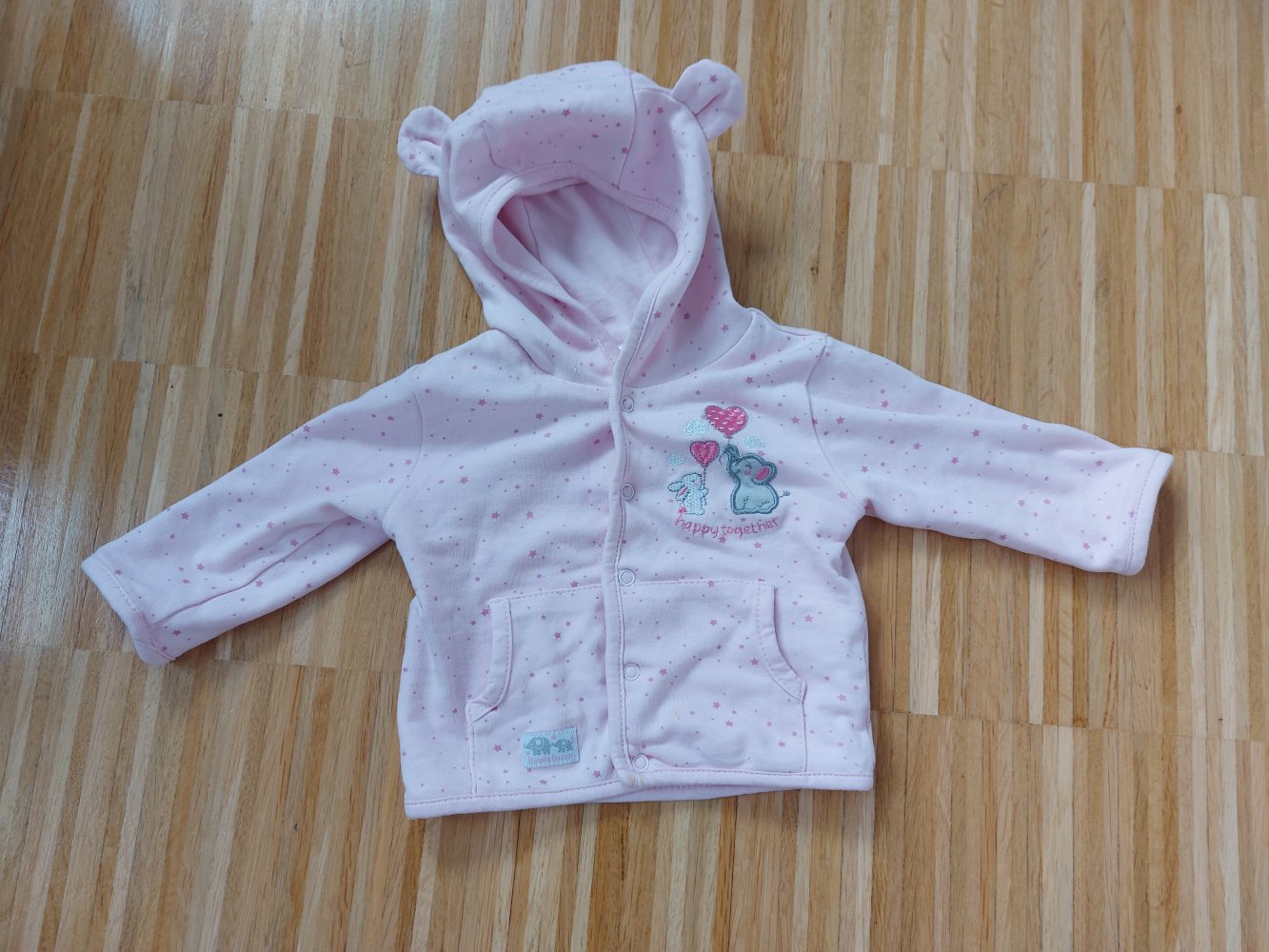 Rosa Babyjäckchen mit Kapuze und Öhrchen Gr. 62