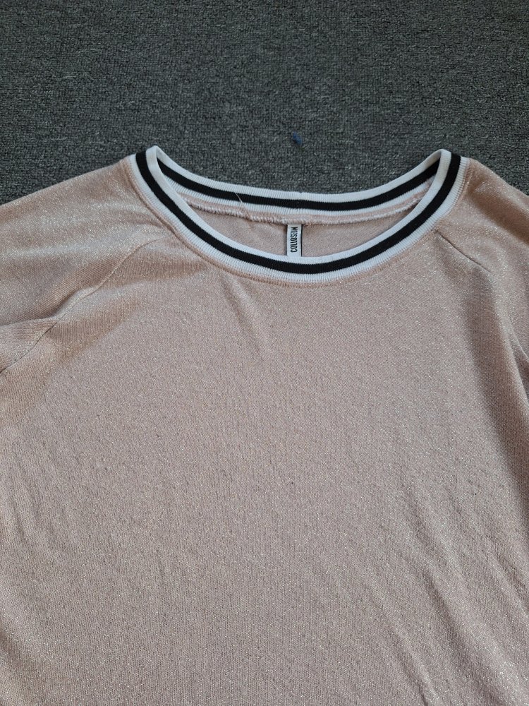 rosafarbener Glitzerschimmer Collegepulli Gr. L 3/4 V TP Amy Nude