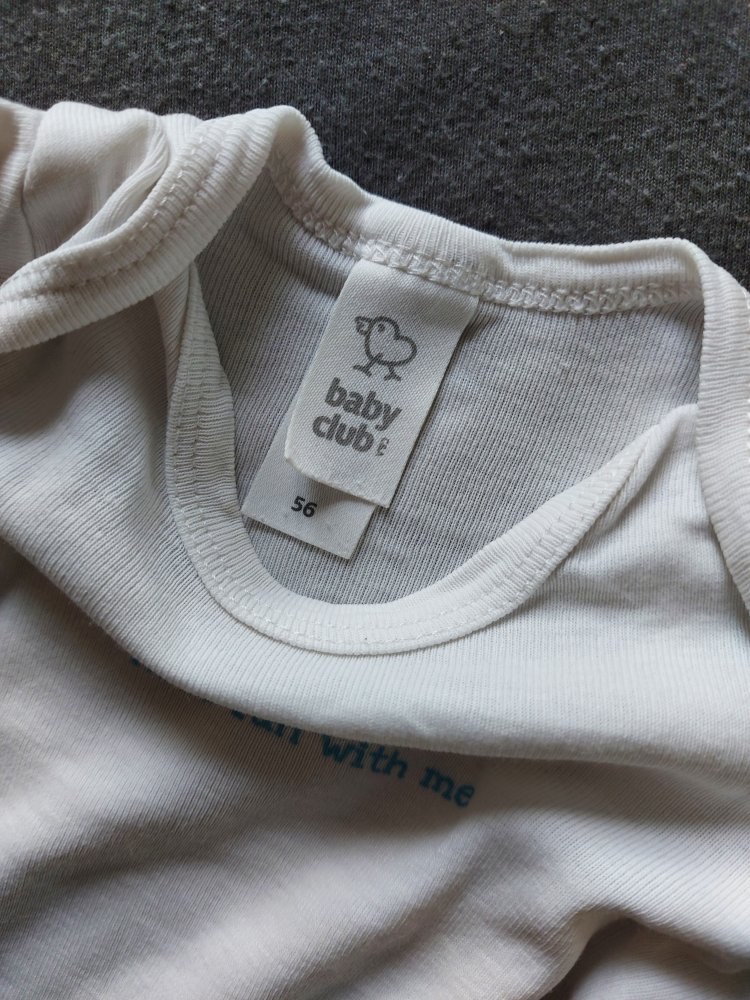 weißer Kurzarmbody mit Hundemotiv Gr. 56 