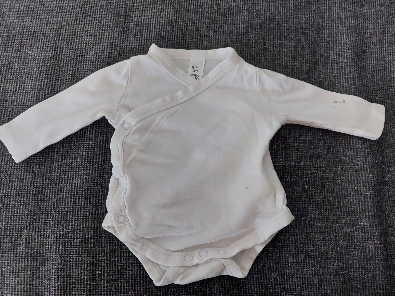 weißer Langarm-Wickelbody Gr. 56 geschlechtsneutral / unisex