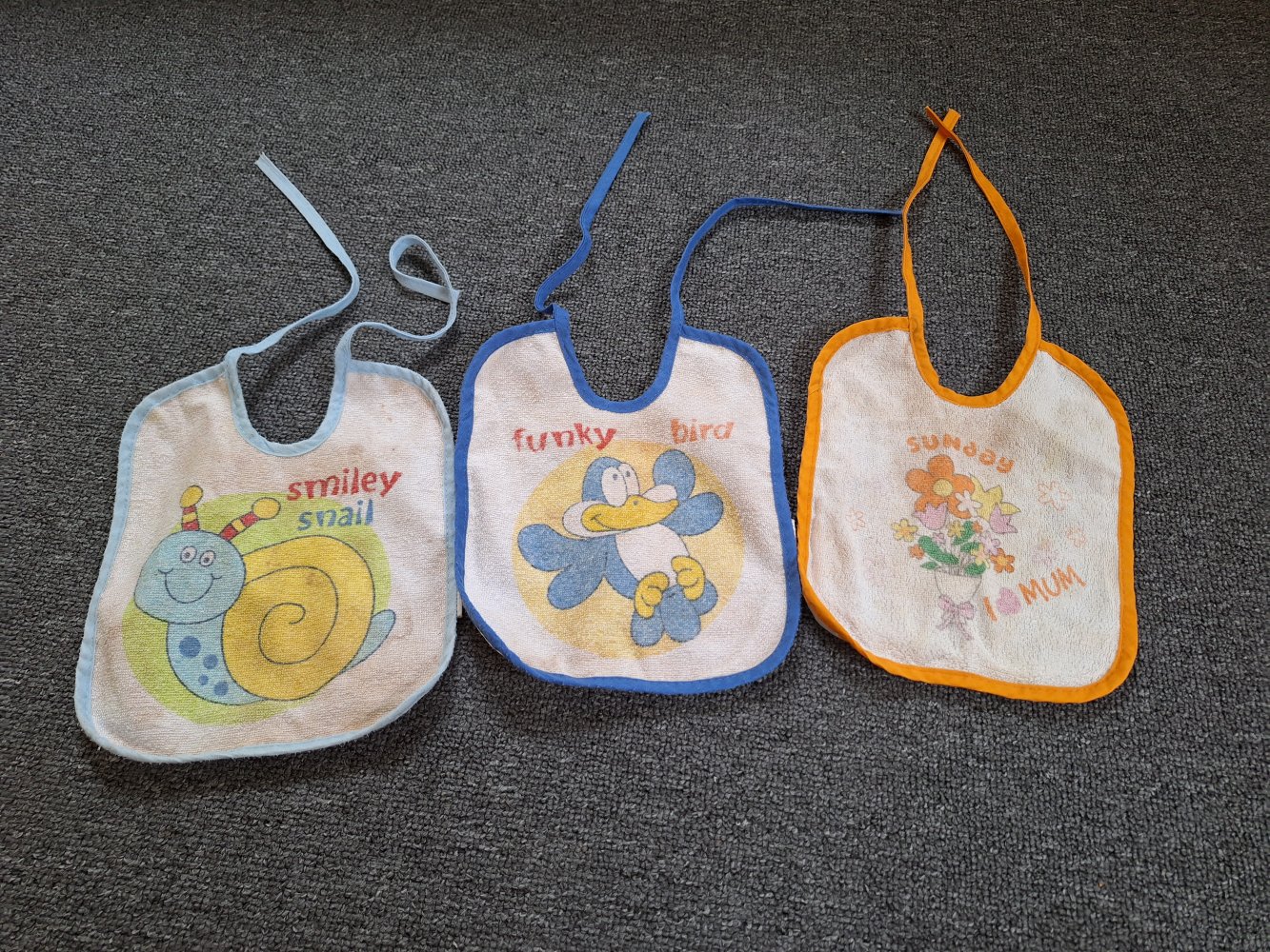 3er Set Lätzchen smiley snail funky bird