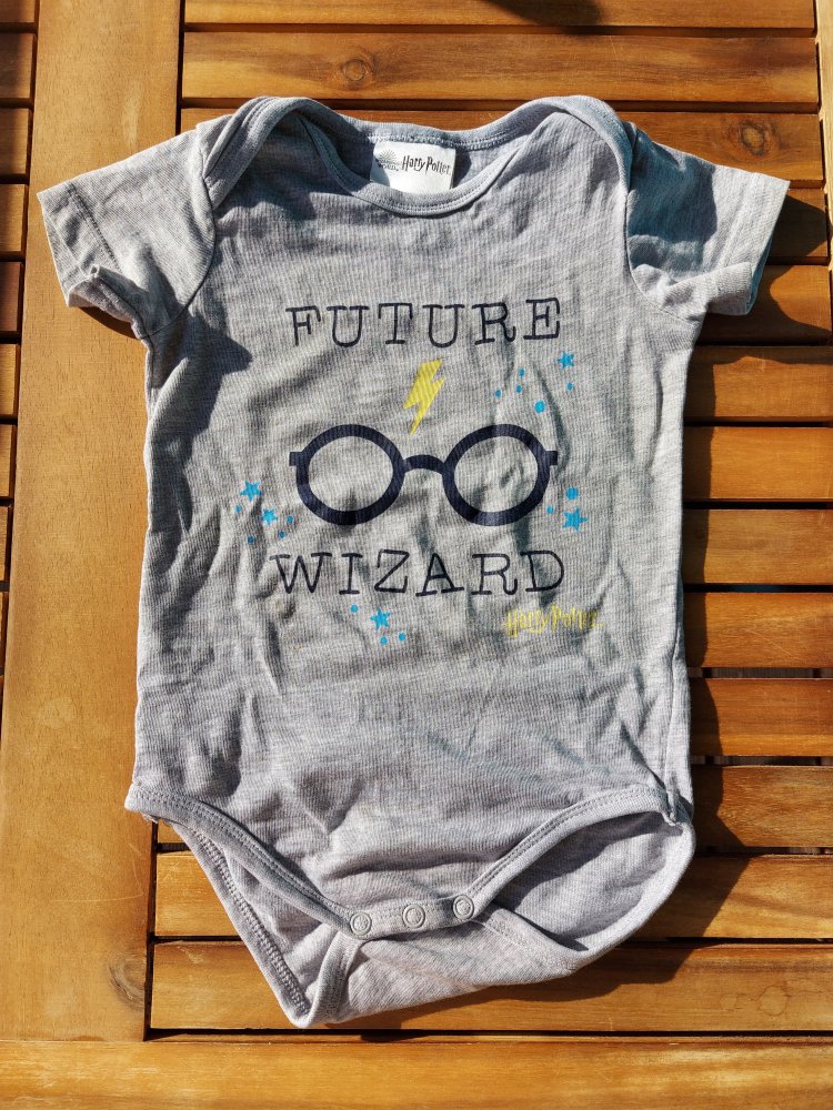 grauer Harry Potter-Body Future Wizard Gr. 74/80