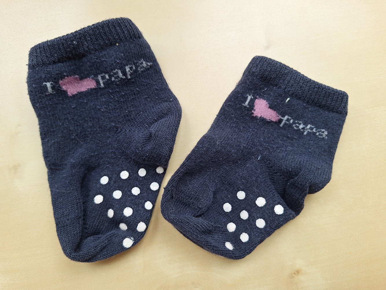 dunkelblaue I love Papa-Stoppersocken 