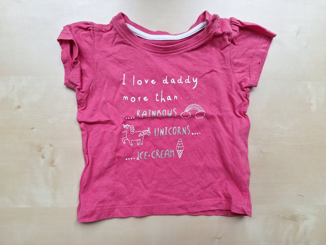 kurzärmliges pinkes T-Shirt für Babys, Gr. 74 I love daddy more than...