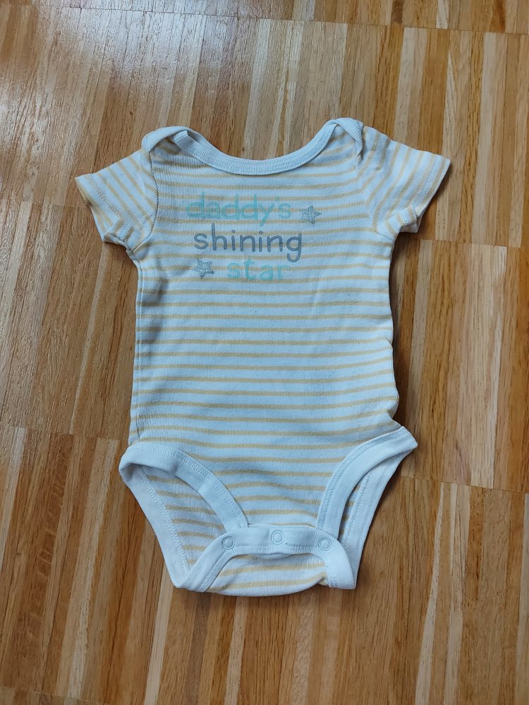 weiß-gelb gestreifter Kurzarmbody Daddy's shining star