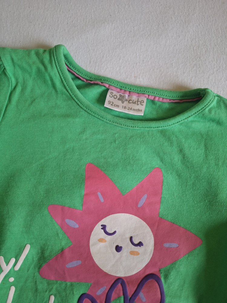 Grünes Longsleeve Sweatshirt Gr. 92 Pullover mit Blume