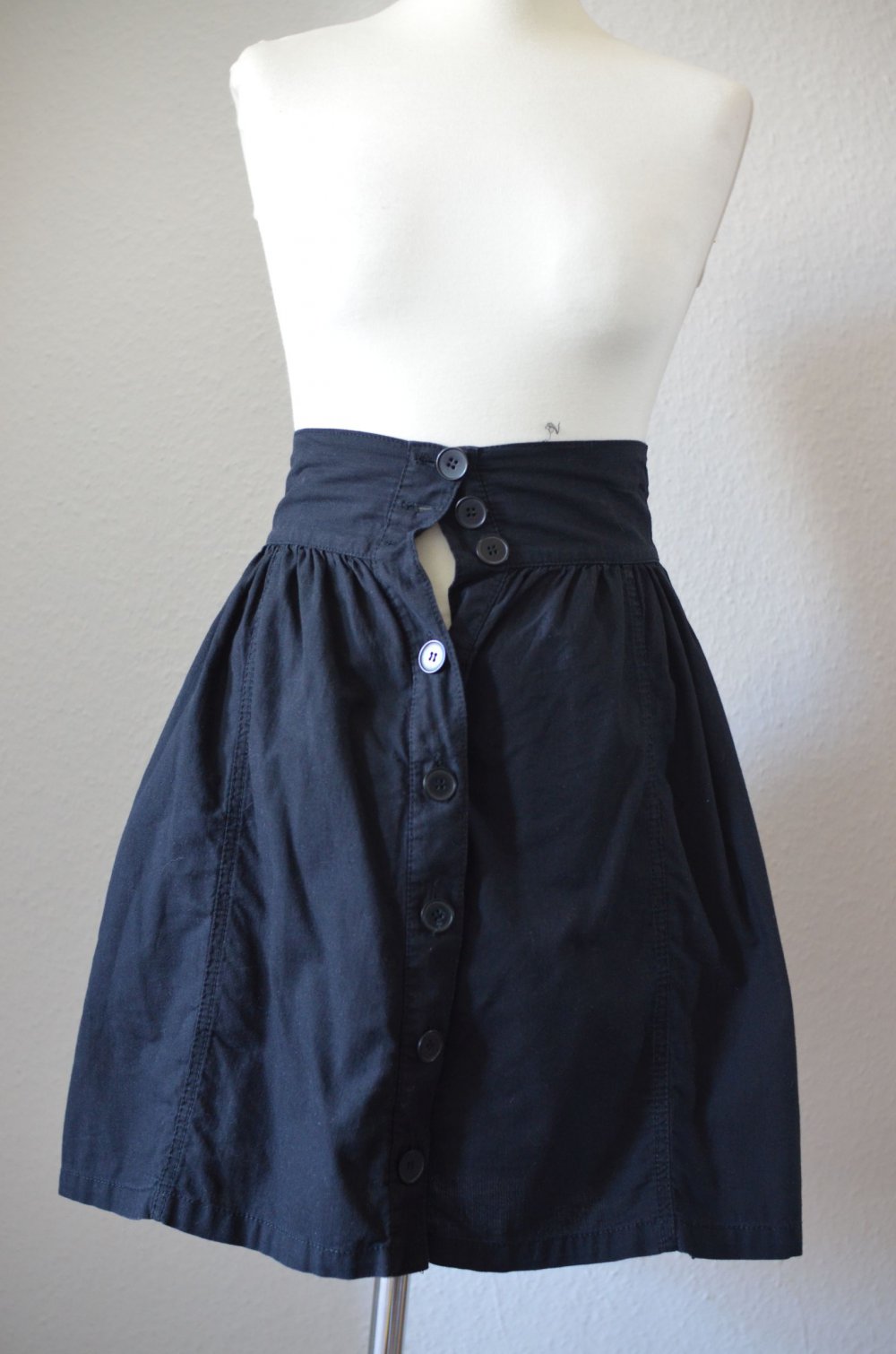 schwarzer High Waist Rock mit Knopfleiste H&M