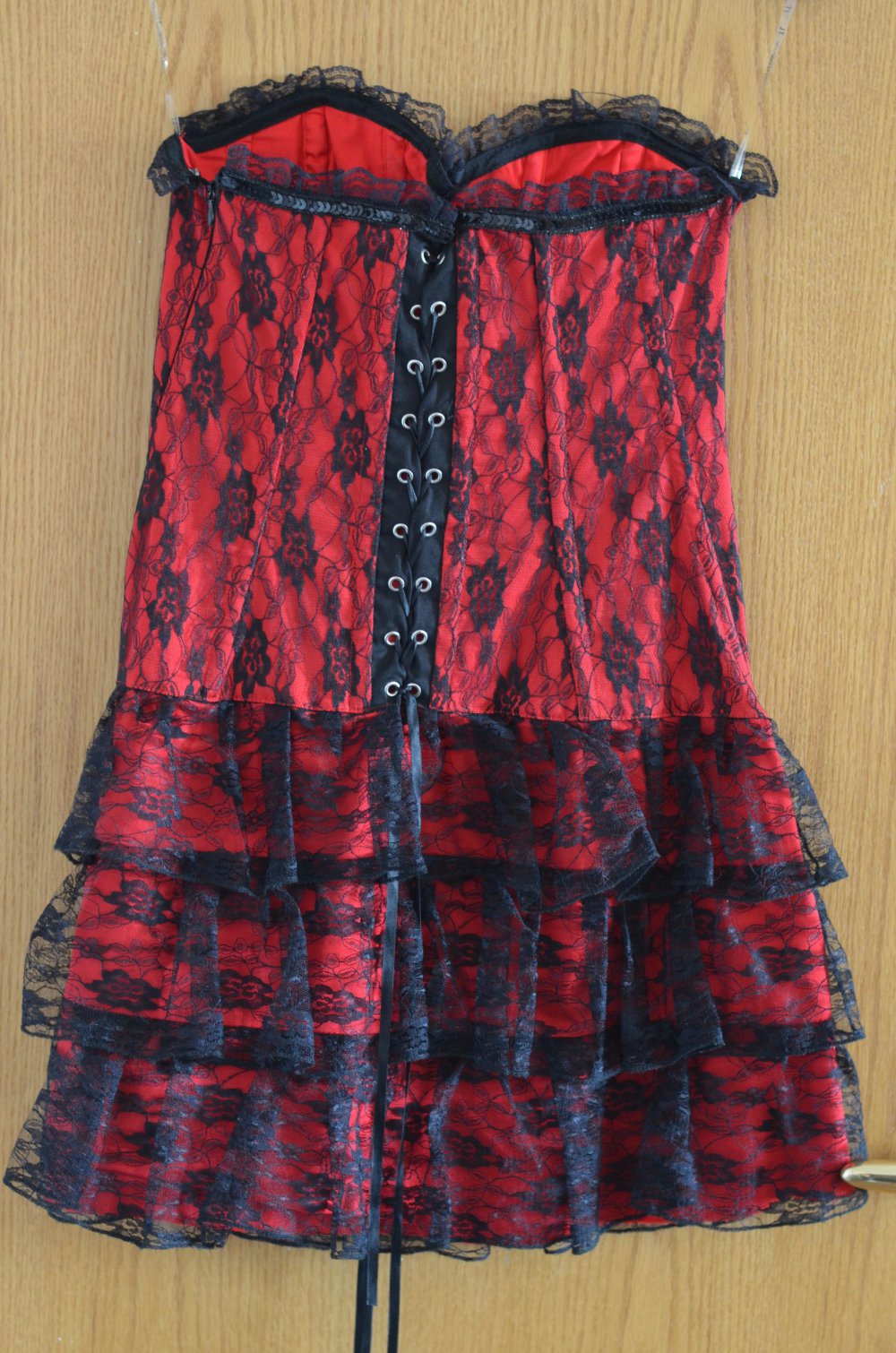 rot schwarzes Corsagenkleid - Gothic, Metal