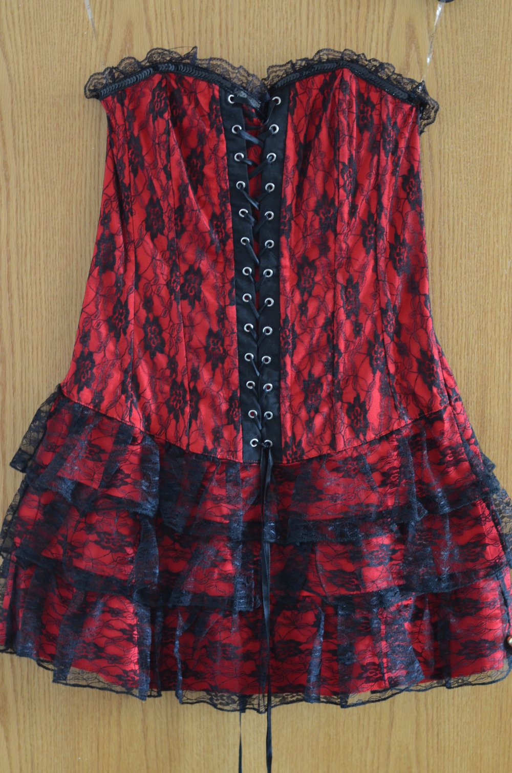 rot schwarzes Corsagenkleid - Gothic, Metal