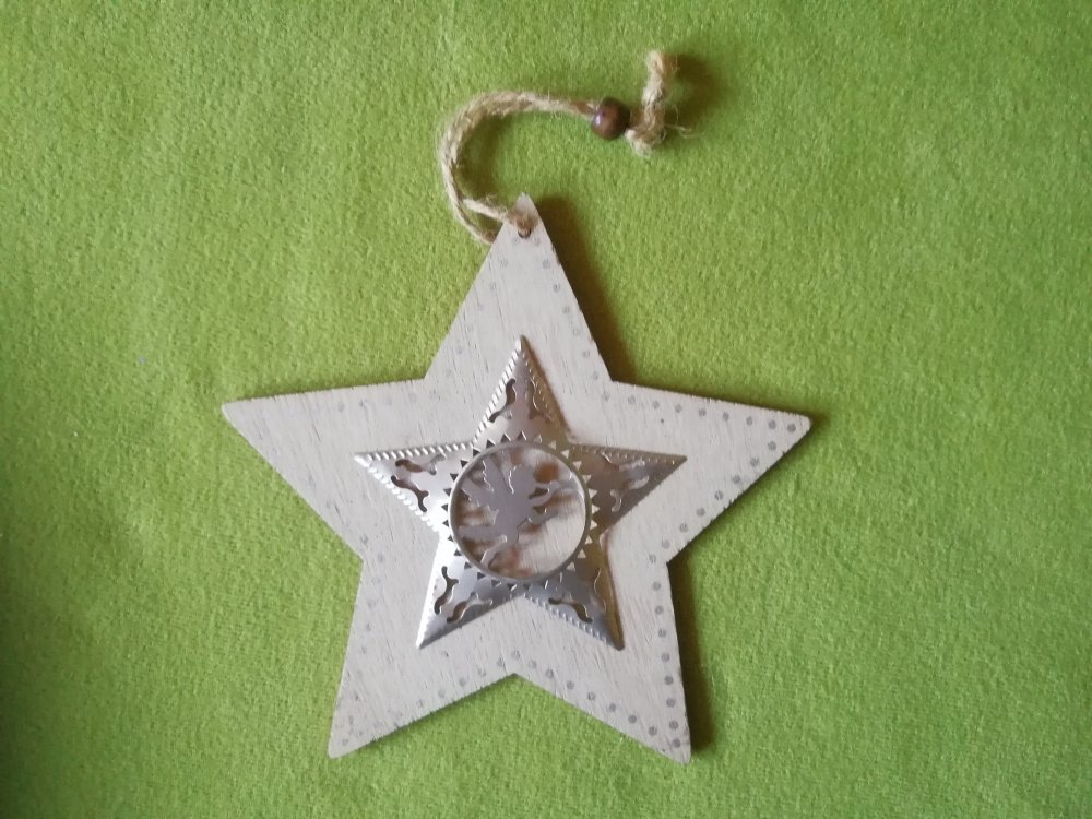 Anhänger Stern Weihnachten Holz Metall 16 cm