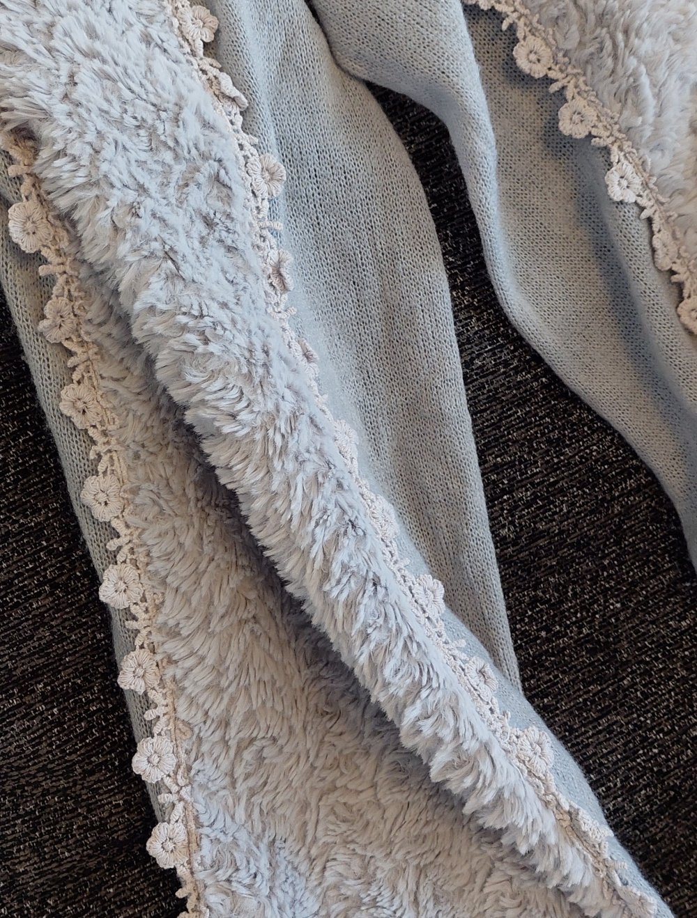 Schal Weich Grau Elegant