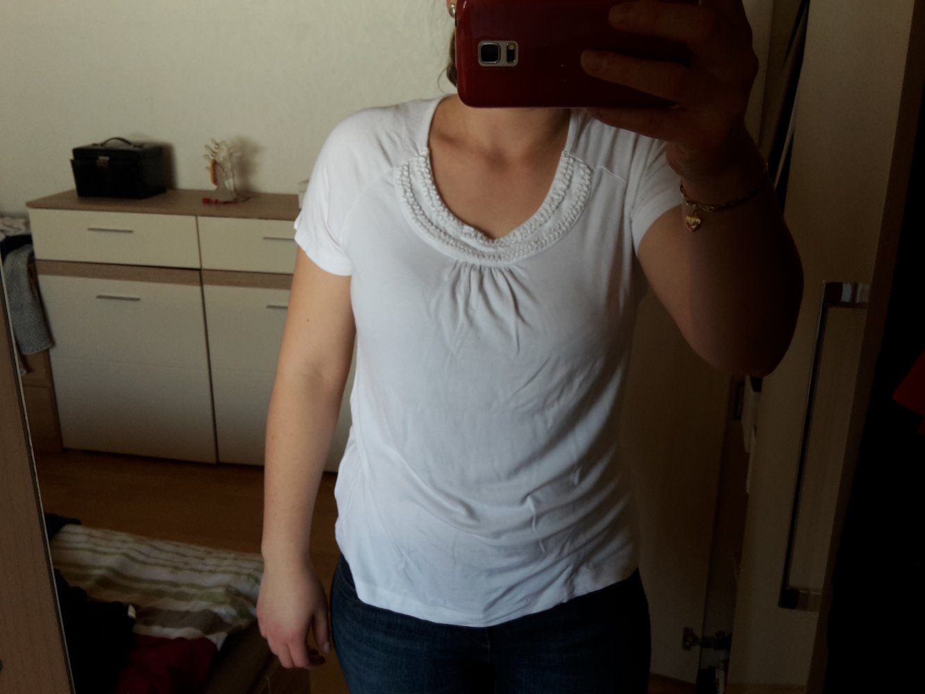 weißes T-Shirt Rundhals