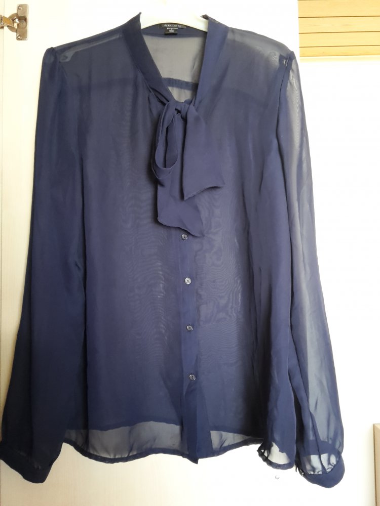 dunkel ( overzized ) blaue Chiffon Bluse