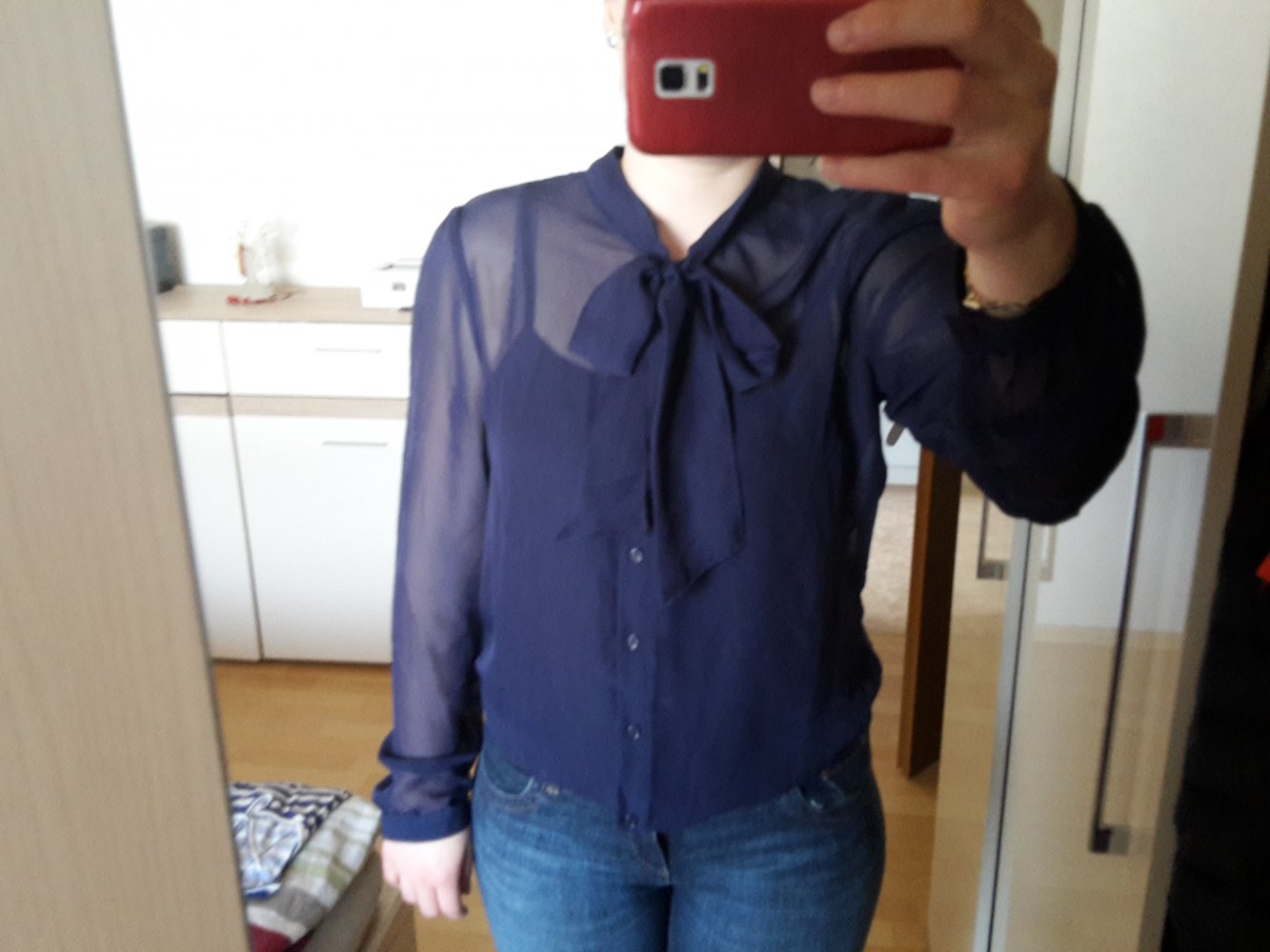 dunkel ( overzized ) blaue Chiffon Bluse