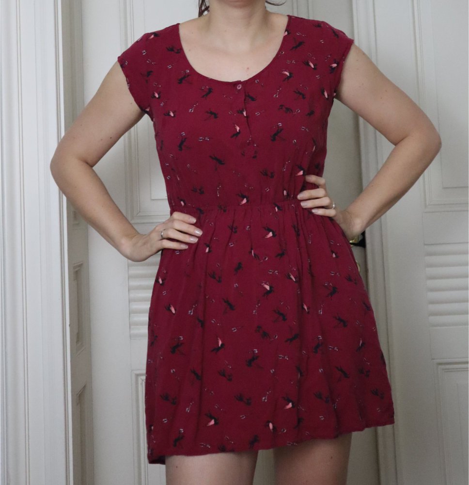 rotes Kleid mit Pegasus-Muster