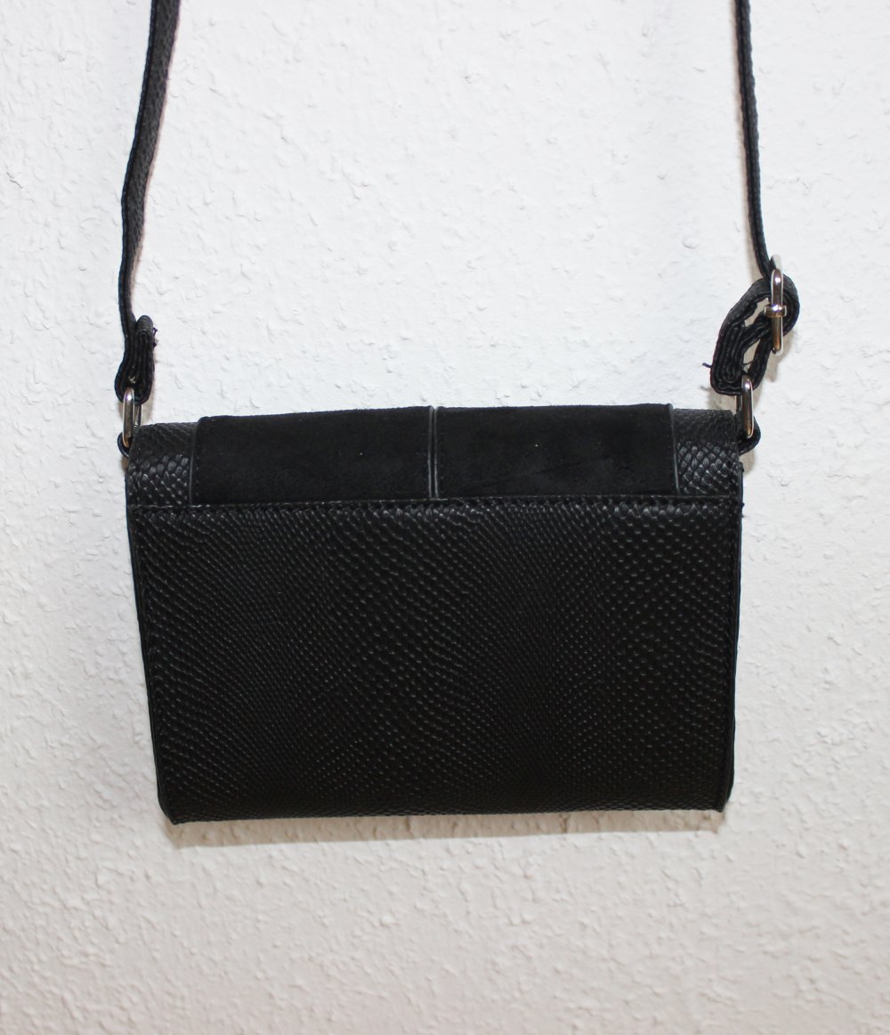 Handtasche Mini Klein Umhängetasche Schwarz Lederoptik