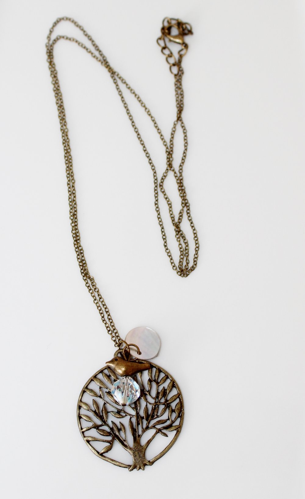 Halskette Kette Baum Vogel Bronze Lebensbaum