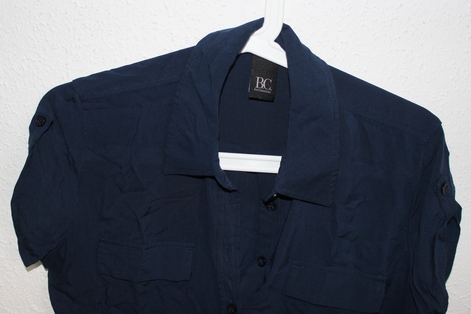 Best Connections Bluse Kurzarm Knopfleiste Blau Dunkelblau 34 XS