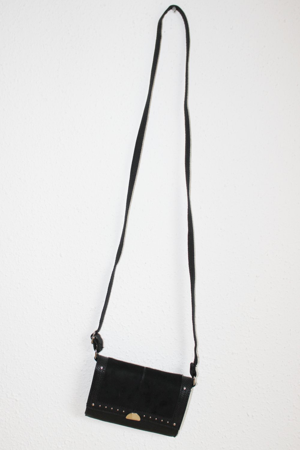 Handtasche Mini Klein Umhängetasche Schwarz Lederoptik