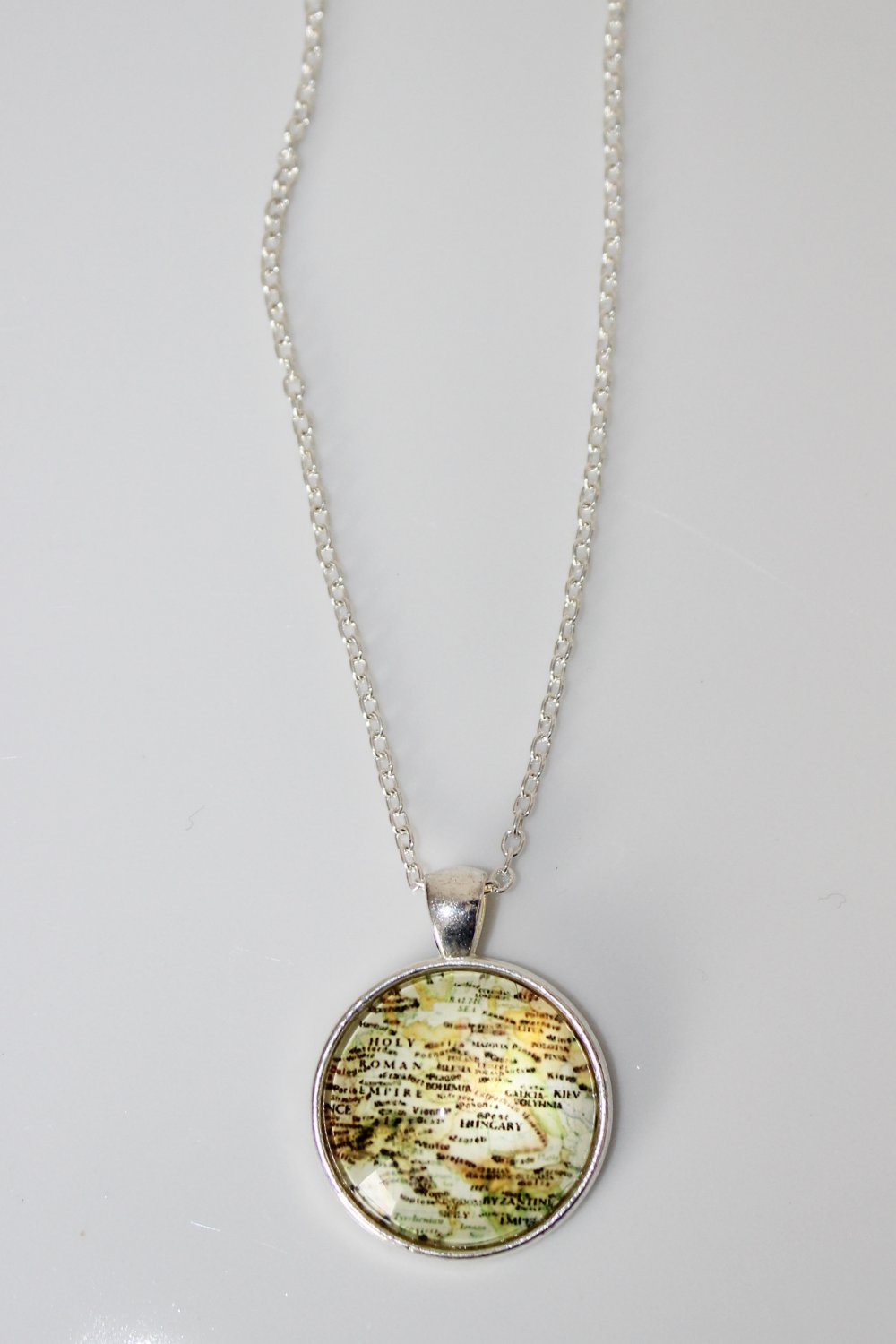 Halskette Kette Silber Weltkarte Karte Motiv