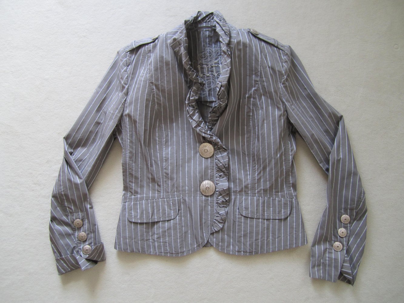 AIRFIELD Kostüm Gr. 40 Blazer gestreift 7/8 Hose taupe wie neu