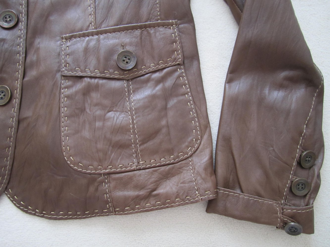 BiBA by Escada Lederjacke olivbraun Gr. 40, wie neu