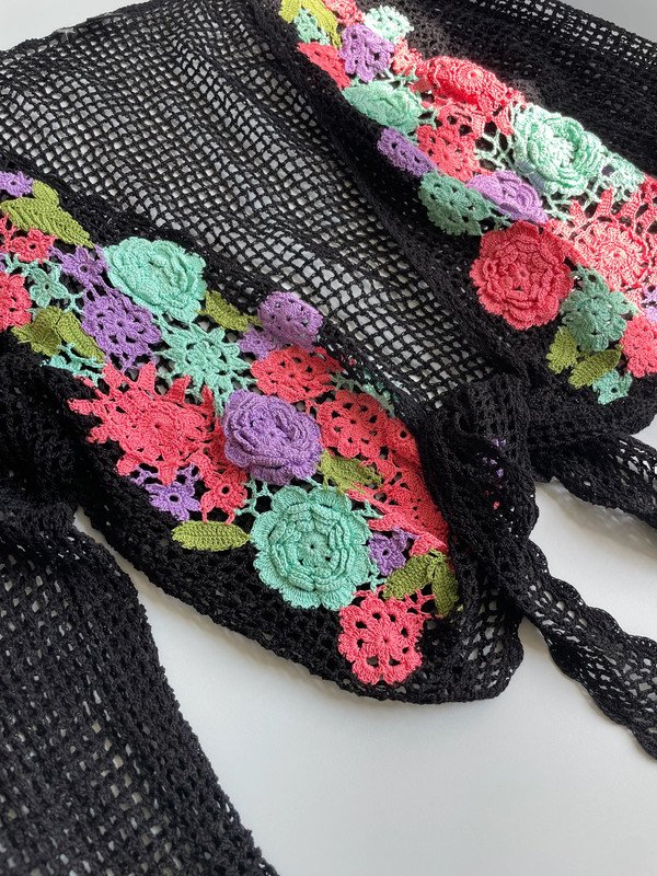 Crochet Vintage Cardigan Bollero Jäckchen 90s 90er