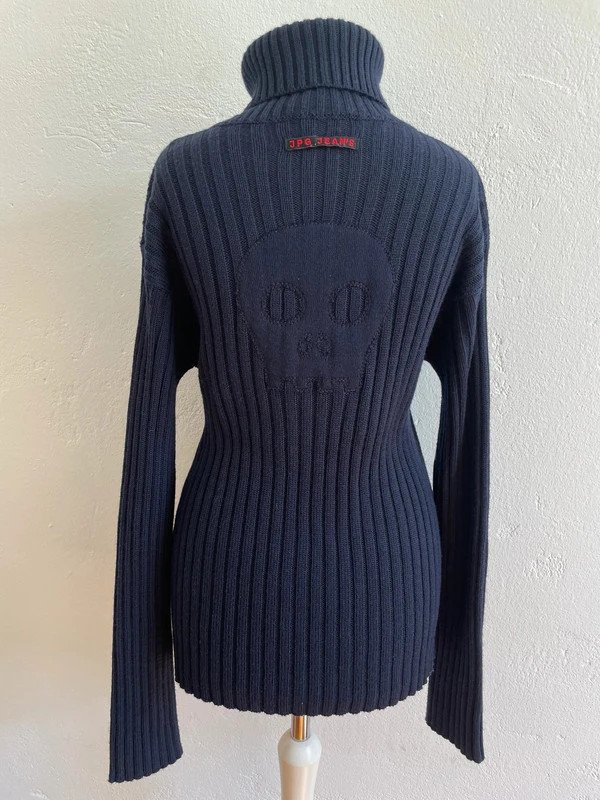 Jean Paul Gaultier Rollkragenpullover Wolle Wool Blend Zipper Skull 90s 90er JPG