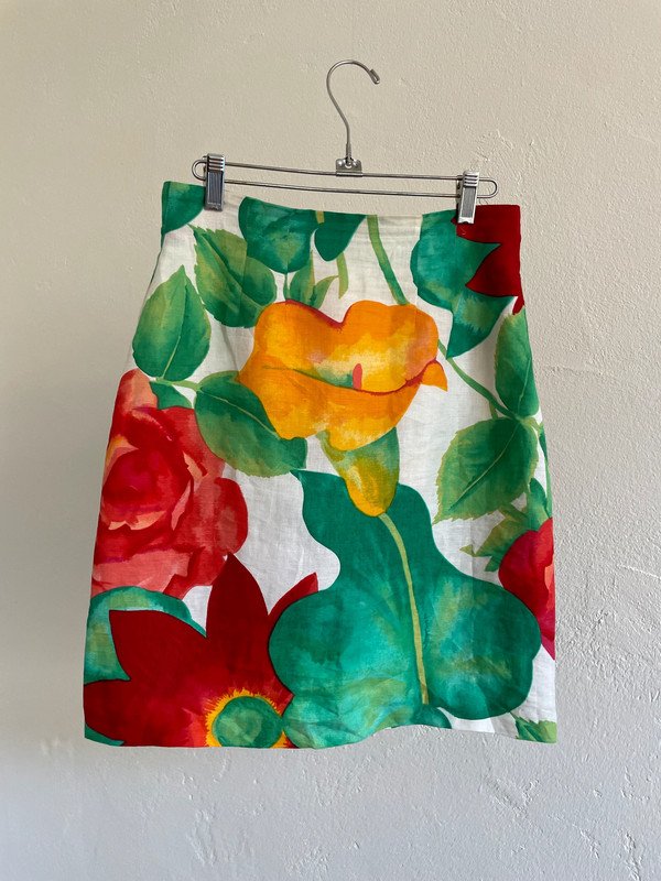 Seventy Leinen Rock Skirt High Waist 90s 90er Vintage