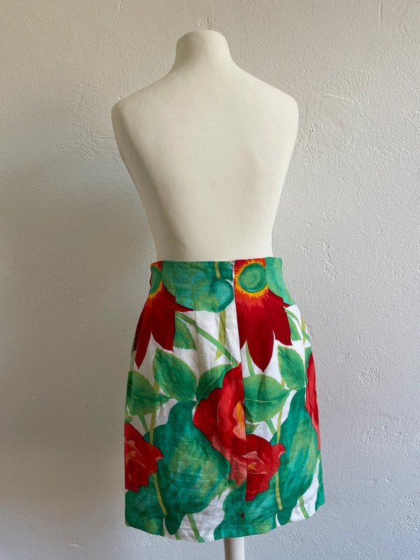 Seventy Leinen Rock Skirt High Waist 90s 90er Vintage