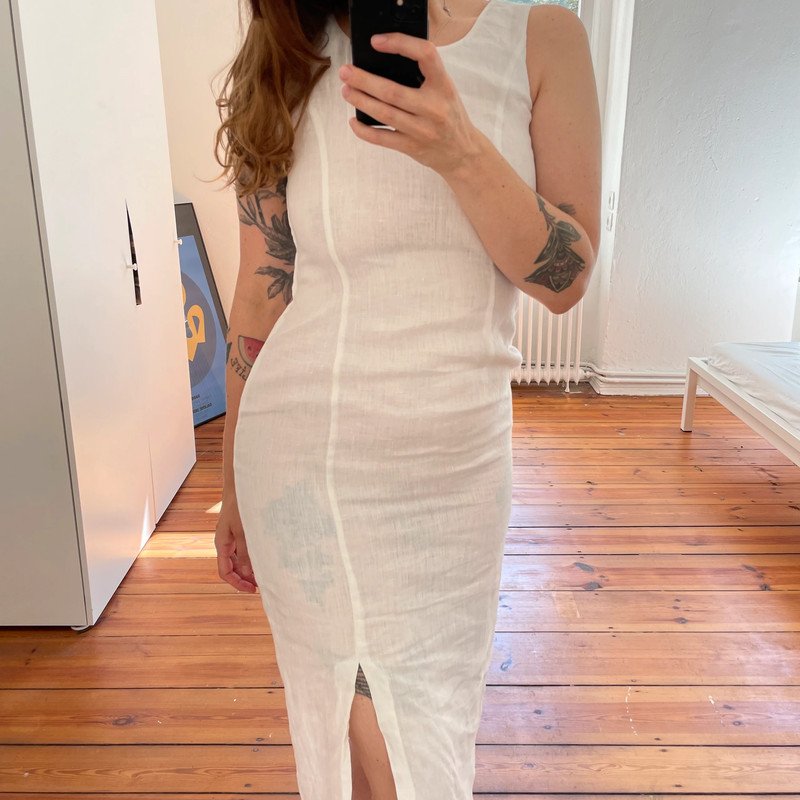 Vintage 90s Kleid aus Leinen 90er mit Seitenschlitz