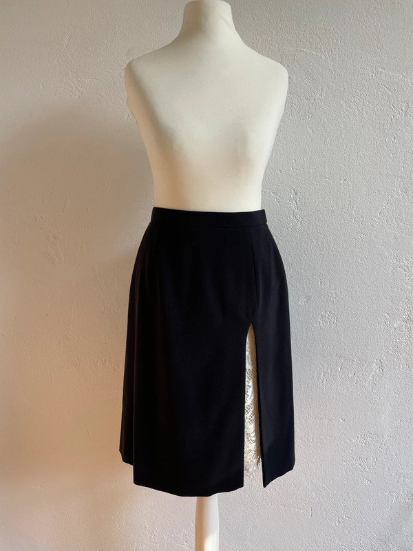 Escada by Margaretha Ley High Waist Rock aus Wolle und Seide mit Spitze Wool Lace Silk 90s 90er