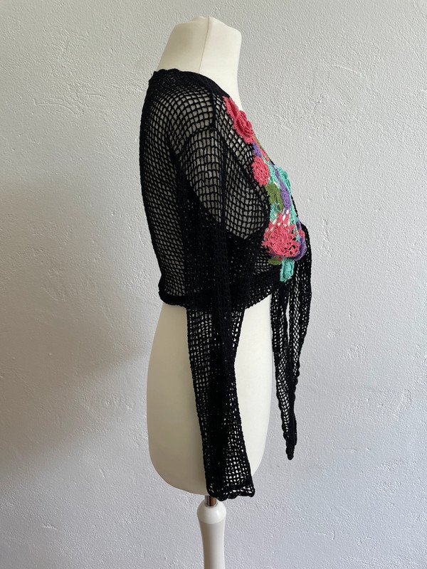 Crochet Vintage Cardigan Bollero Jäckchen 90s 90er