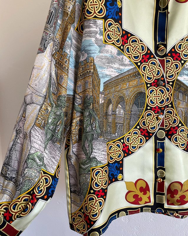 90s Moschino Couture Cruise me Baby Bluse Seide 90er Florenz Duomo Vintage