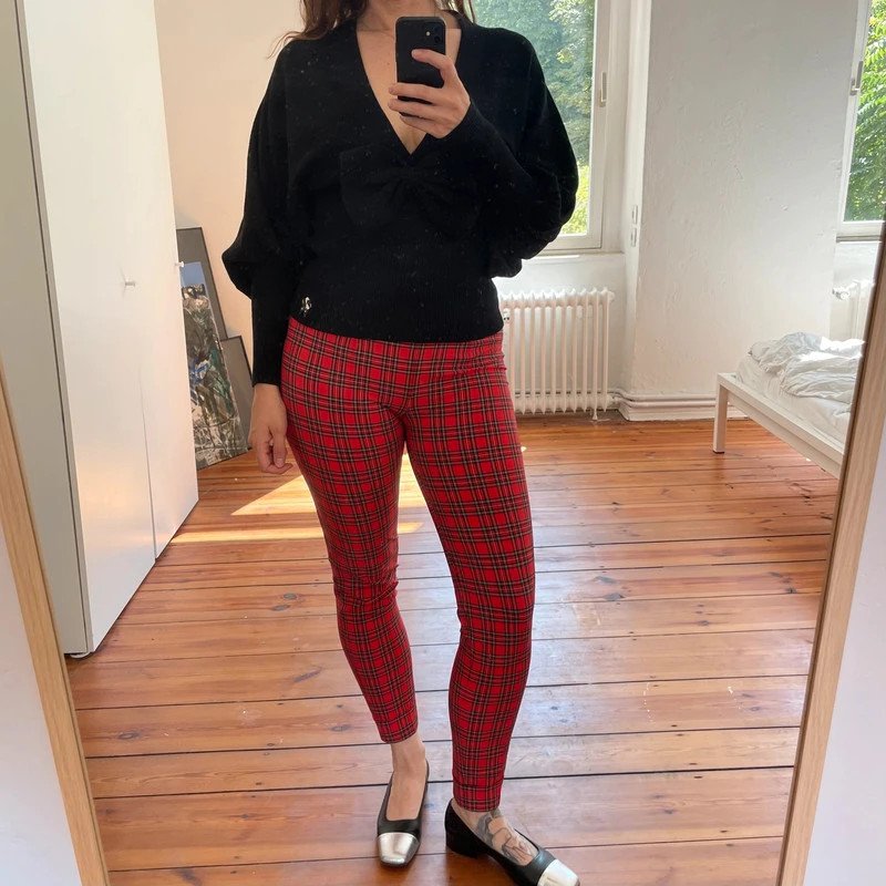 90s Escada Sport elastische High Waist Tartan Hose 90er Vintage