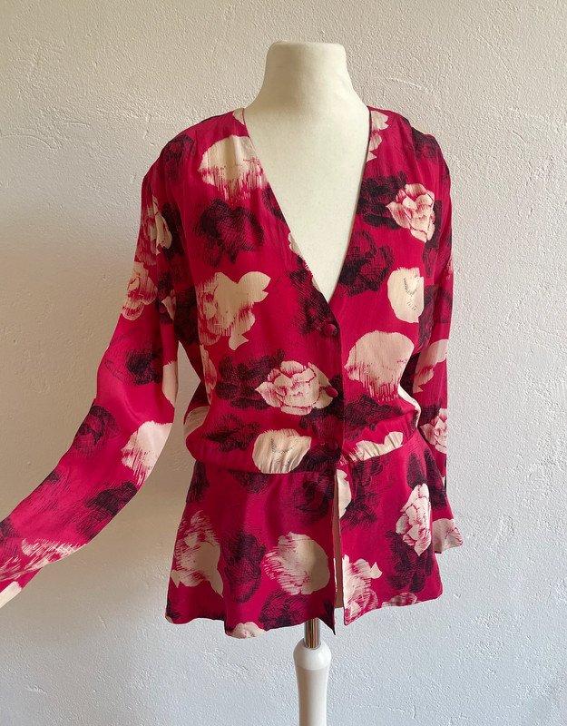 Per Spook 80s Vintage Bluse Blumen 80er