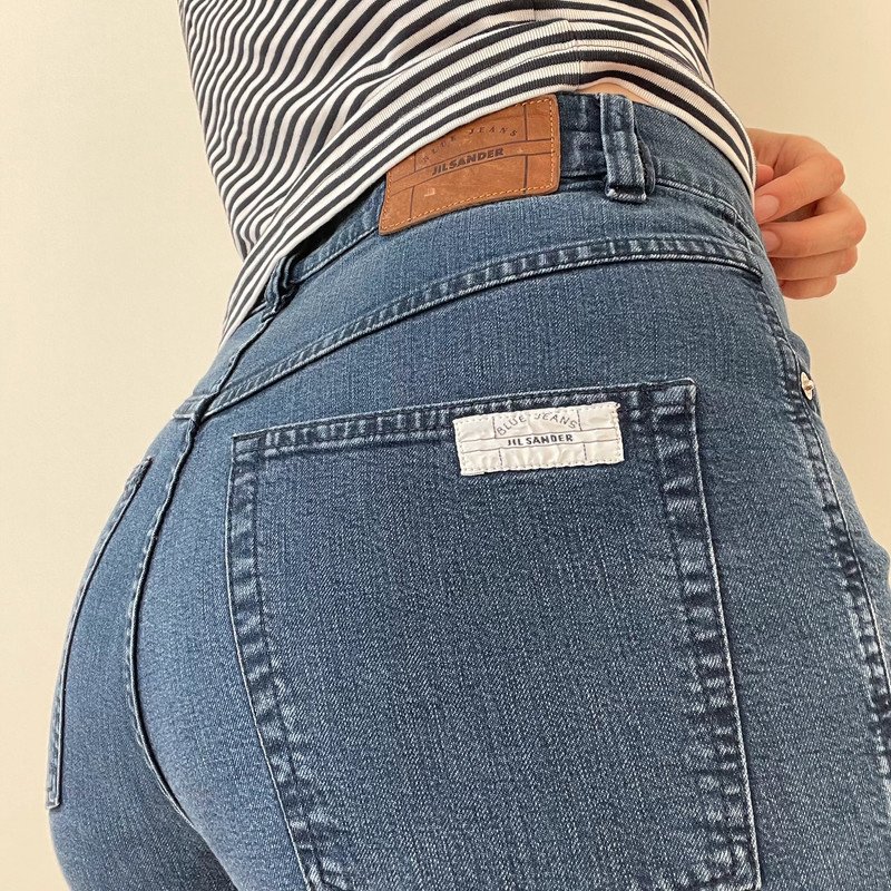 Jil Sander mittelblaue High Waist 3/4 Jeans mit Strechanteil Denim 90s