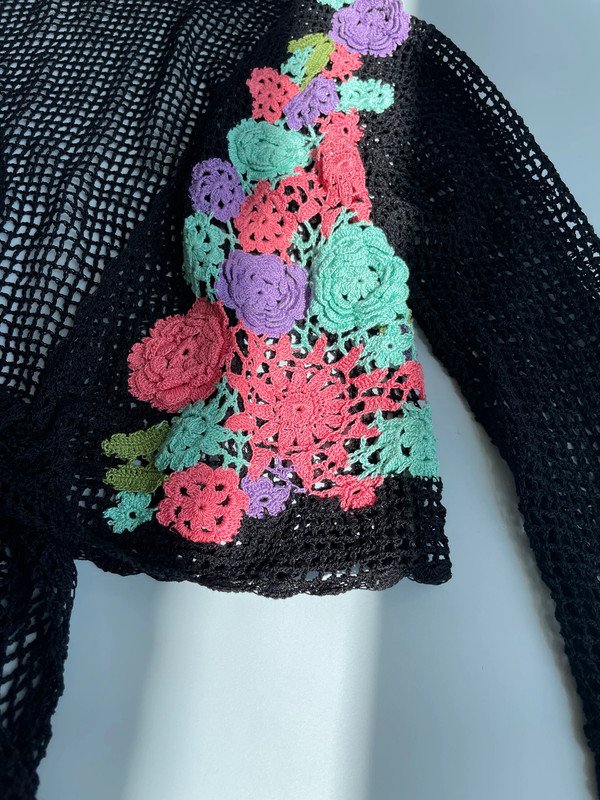Crochet Vintage Cardigan Bollero Jäckchen 90s 90er
