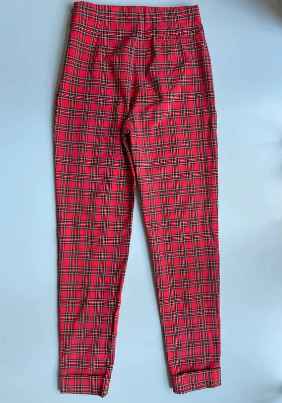 90s Escada Sport elastische High Waist Tartan Hose 90er Vintage