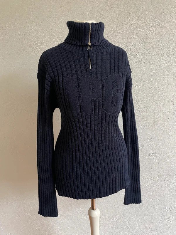 Jean Paul Gaultier Rollkragenpullover Wolle Wool Blend Zipper Skull 90s 90er JPG