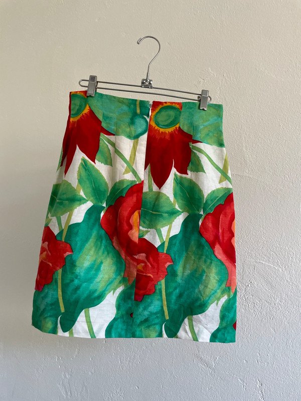 Seventy Leinen Rock Skirt High Waist 90s 90er Vintage