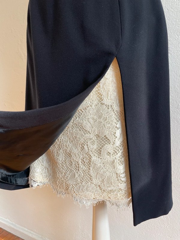 Escada by Margaretha Ley High Waist Rock aus Wolle und Seide mit Spitze Wool Lace Silk 90s 90er