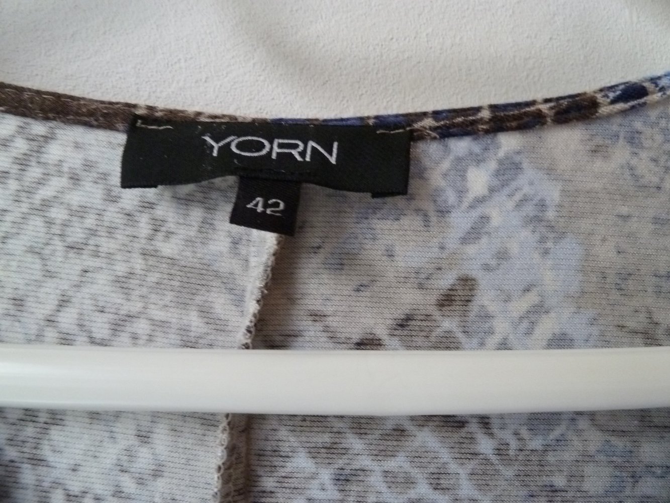 Leichtes Shirtkleid Muster Kleid YORN 42 Strass Karstadt Blau Weiß TOP