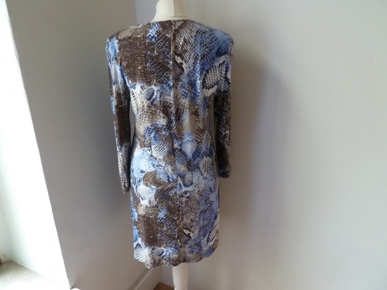 Leichtes Shirtkleid Muster Kleid YORN 42 Strass Karstadt Blau Weiß TOP