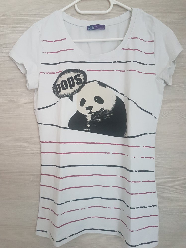 T-Shirt weiß Panda Streifen