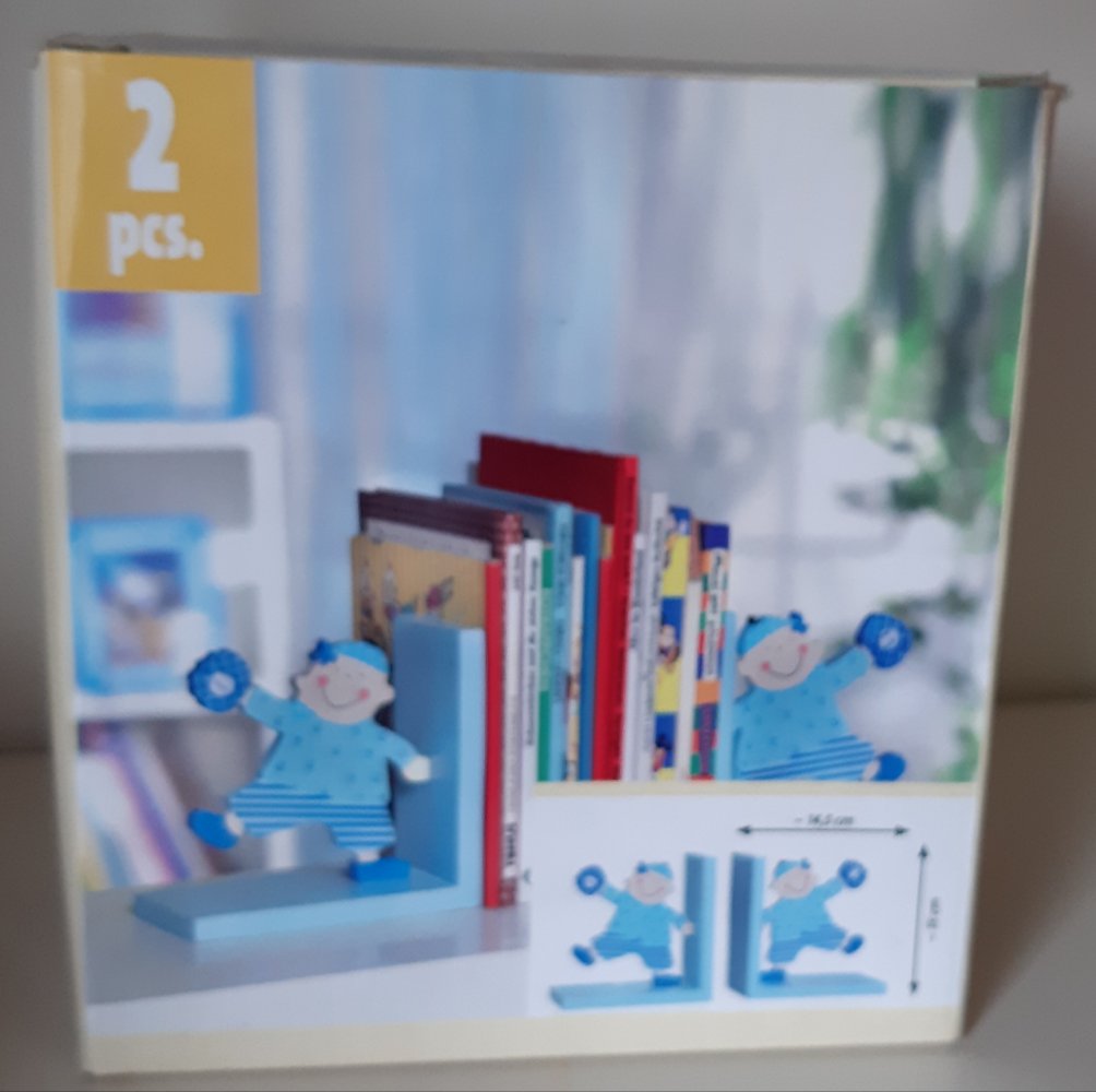 Buchstützen 2er Set Kinder blau Buch Stützen